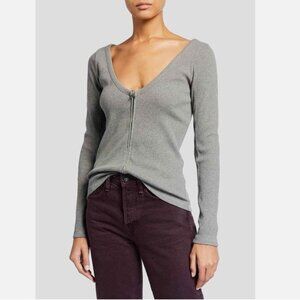 Rag & Bone Laila Zip ribbed v neck top